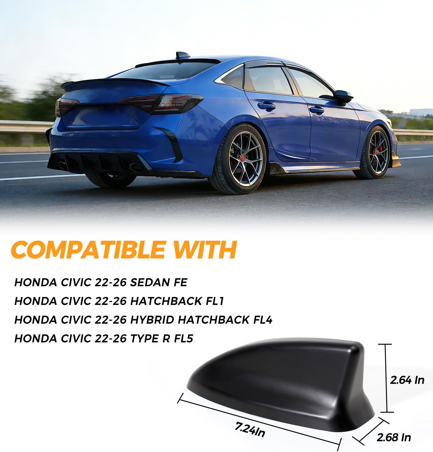 Xprite Shark Fin Antenna Cover for Honda Civic 2022-2026