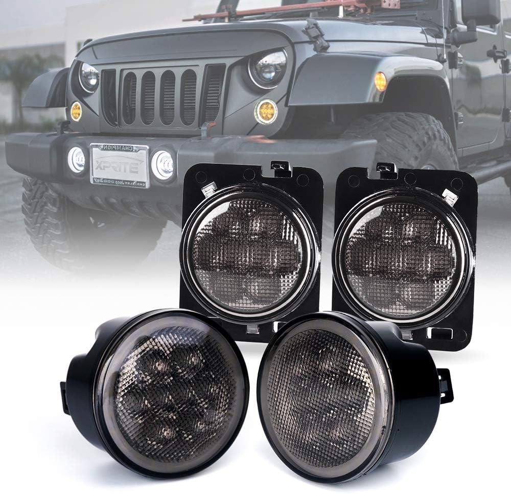 LED Turn Signal Lights and Fender Side Marker Lights for 2007-2018 Jeep Wrangler JK