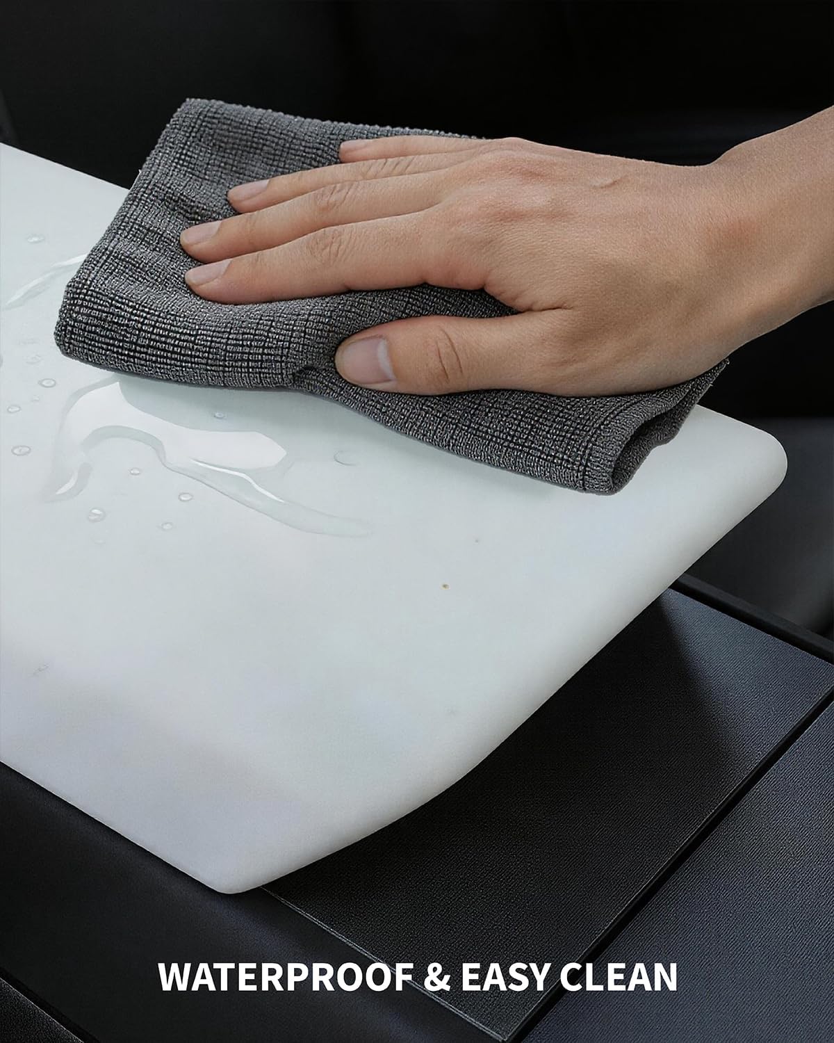 Xprite White TPE Center Console Cover for 2025-2026 Tesla Model Y Juniper & Model 3 Highland | Waterproof Anti-Slip Console Protector