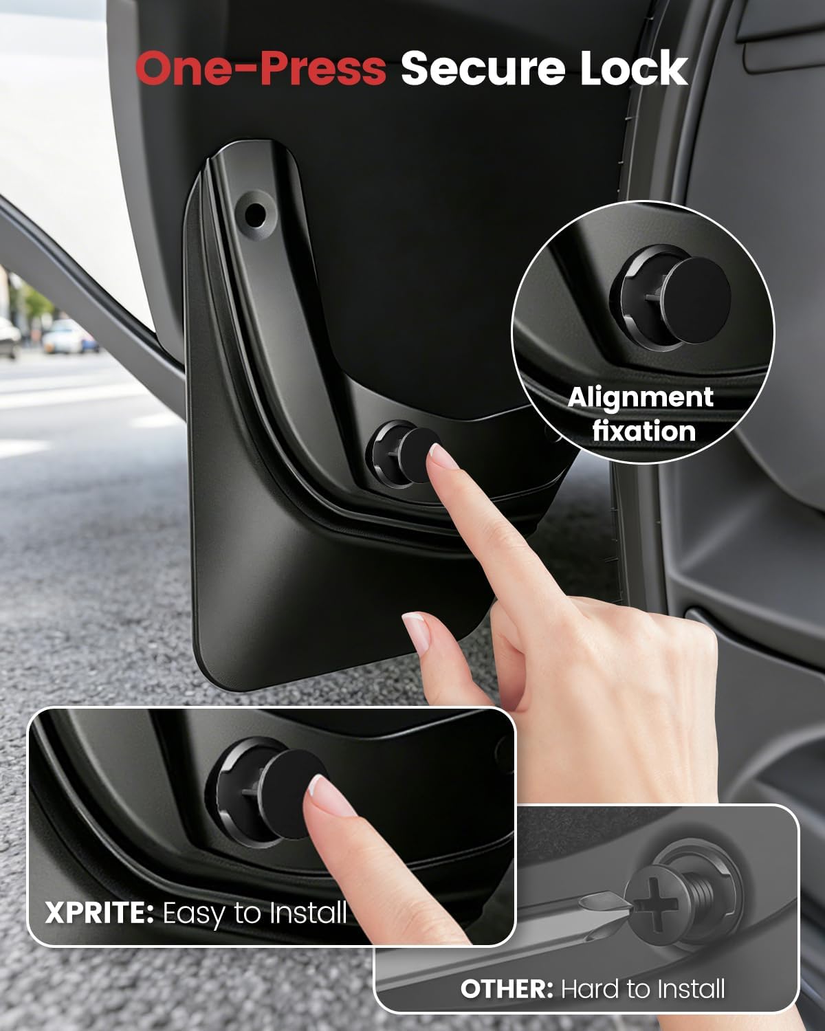 Xprite Mud Flaps for Tesla Model 3 Highland 2024–2026 | No-Drill Splash Guards Set