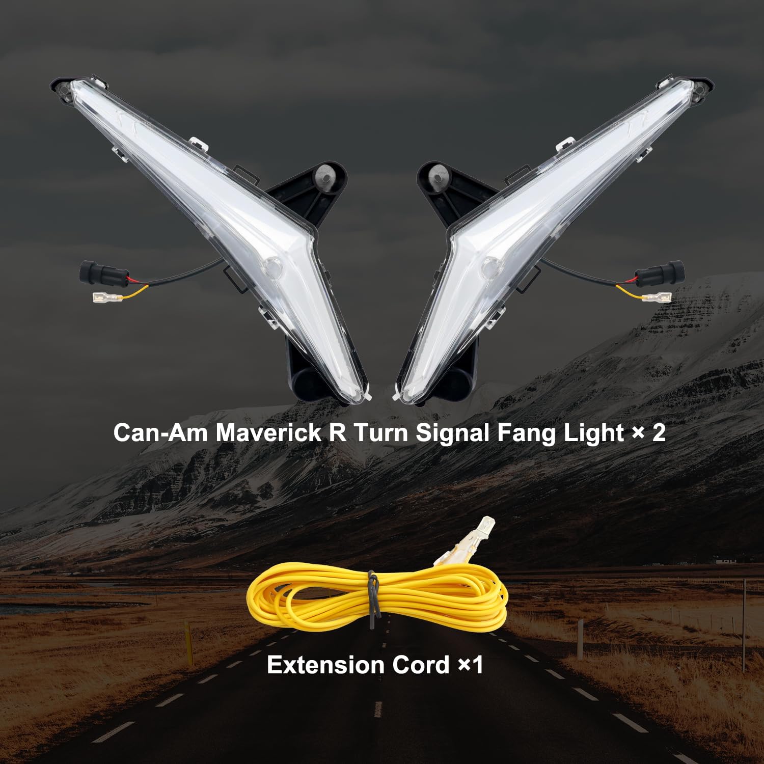 Tavaray LED Fang Lights for Can-Am Maverick R 2024-2026 White DRL Turn Signals