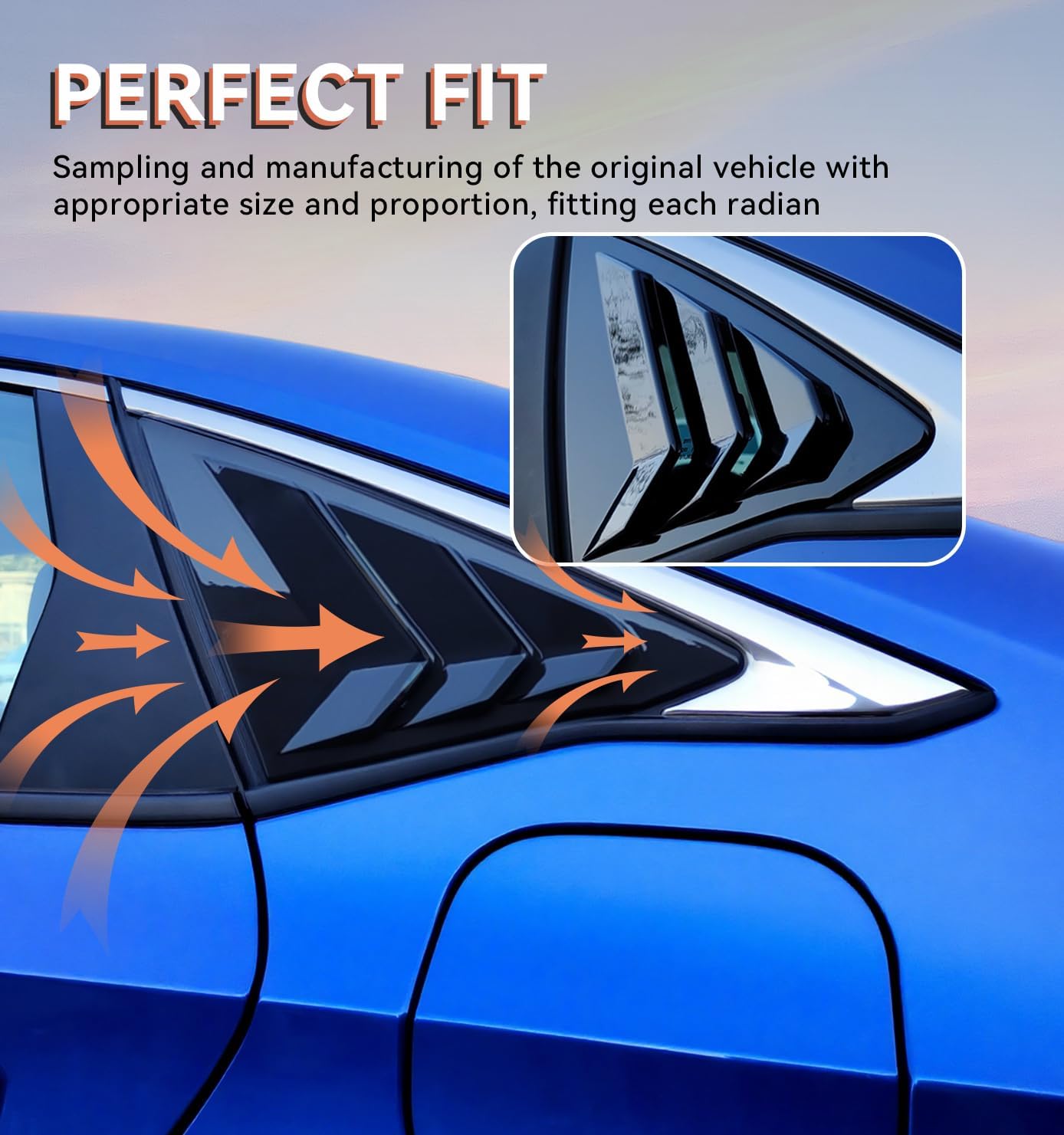 Rear Side Window Louvers for 11th Gen Civic Compatible with Honda Civic 2022-2026