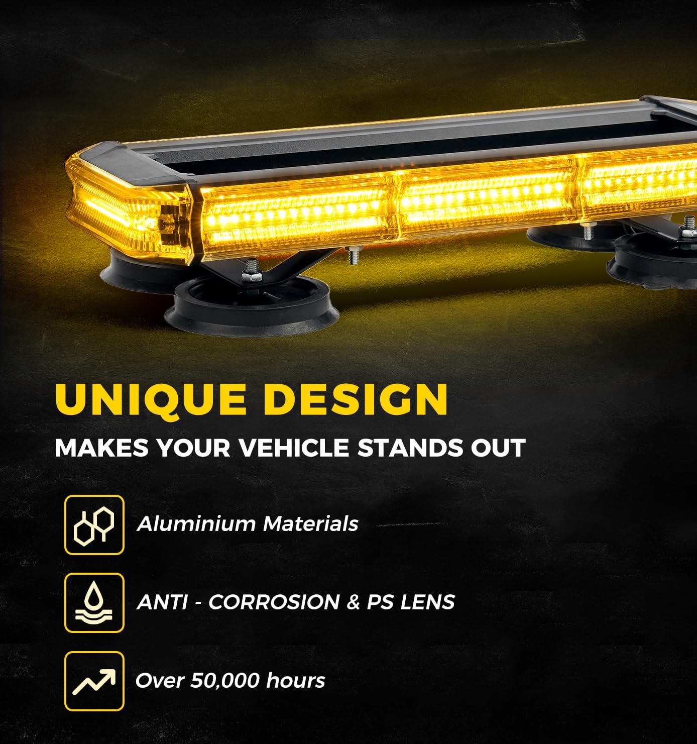 Xprite 34 inch 270 LED Rooftop Emergency Strobe Light Bar Heavy-Duty Flashing Warning Lights w/Adjustable Mounting Brackets