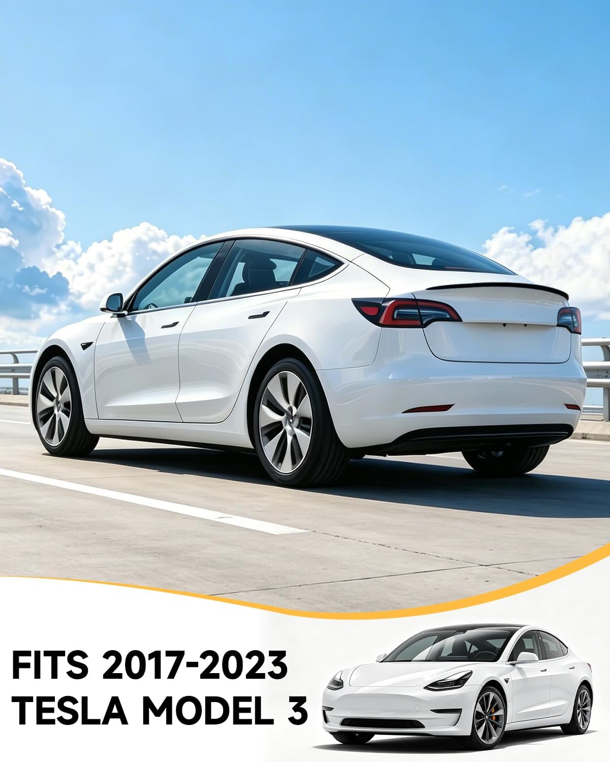 Xprite Glossy Black Rear Spoiler Lip Wing OEM Fit Compatible with Tesla Model 3 2017-2023