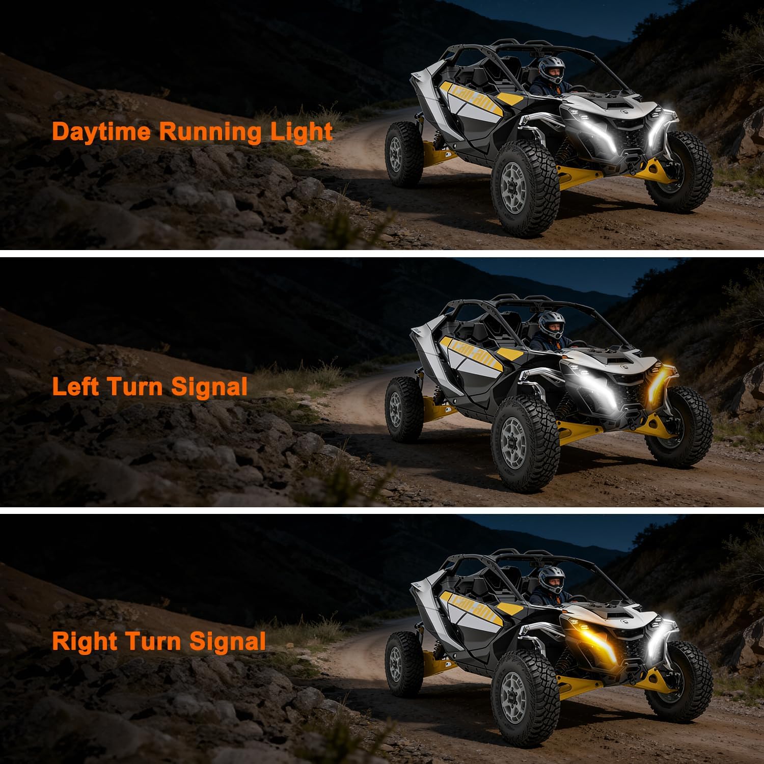 Tavaray LED Fang Lights for Can-Am Maverick R 2024-2026 White DRL Turn Signals