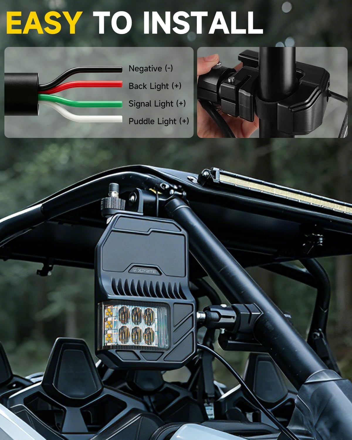 Xprite UTV Side Mirrors with LED Spot Lights & Amber Turn Signal, 2026 New