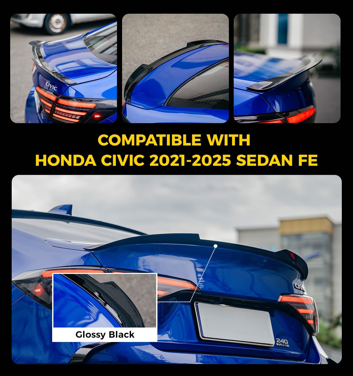 Xprite Rear Roof Spoiler Compatible with Honda Civic