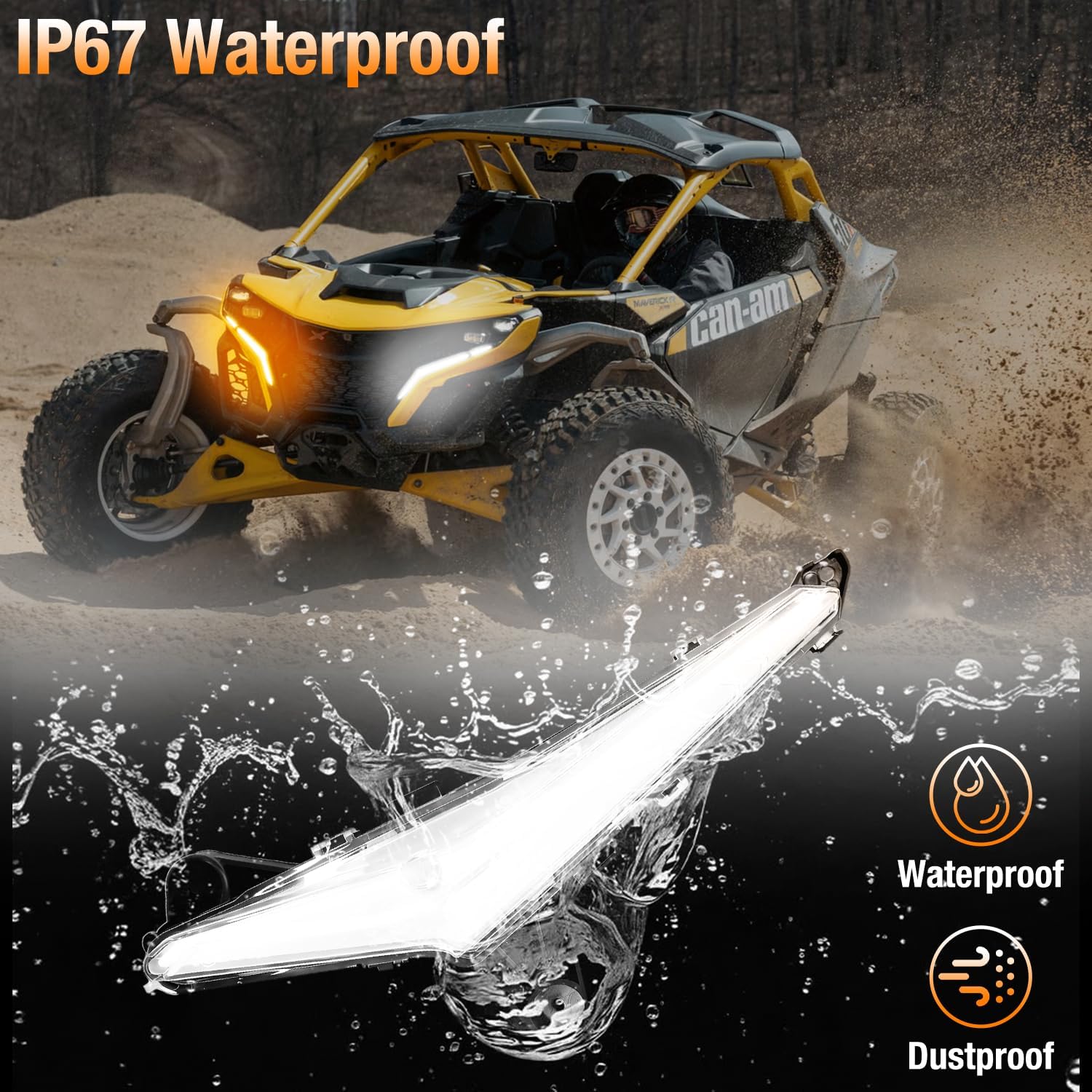 Tavaray LED Fang Lights for Can-Am Maverick R 2024-2026 White DRL Turn Signals