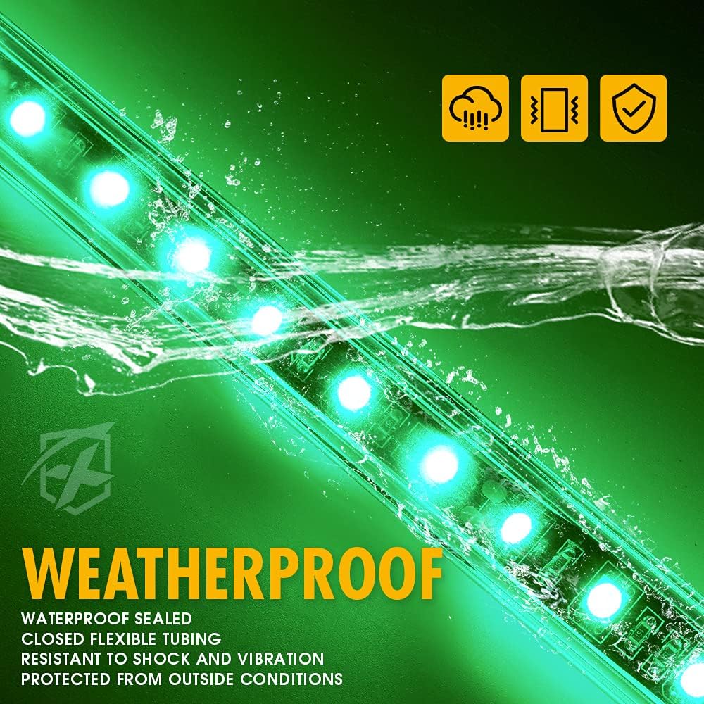 5FT Waterproof Green LED Flexible Whip Lights
