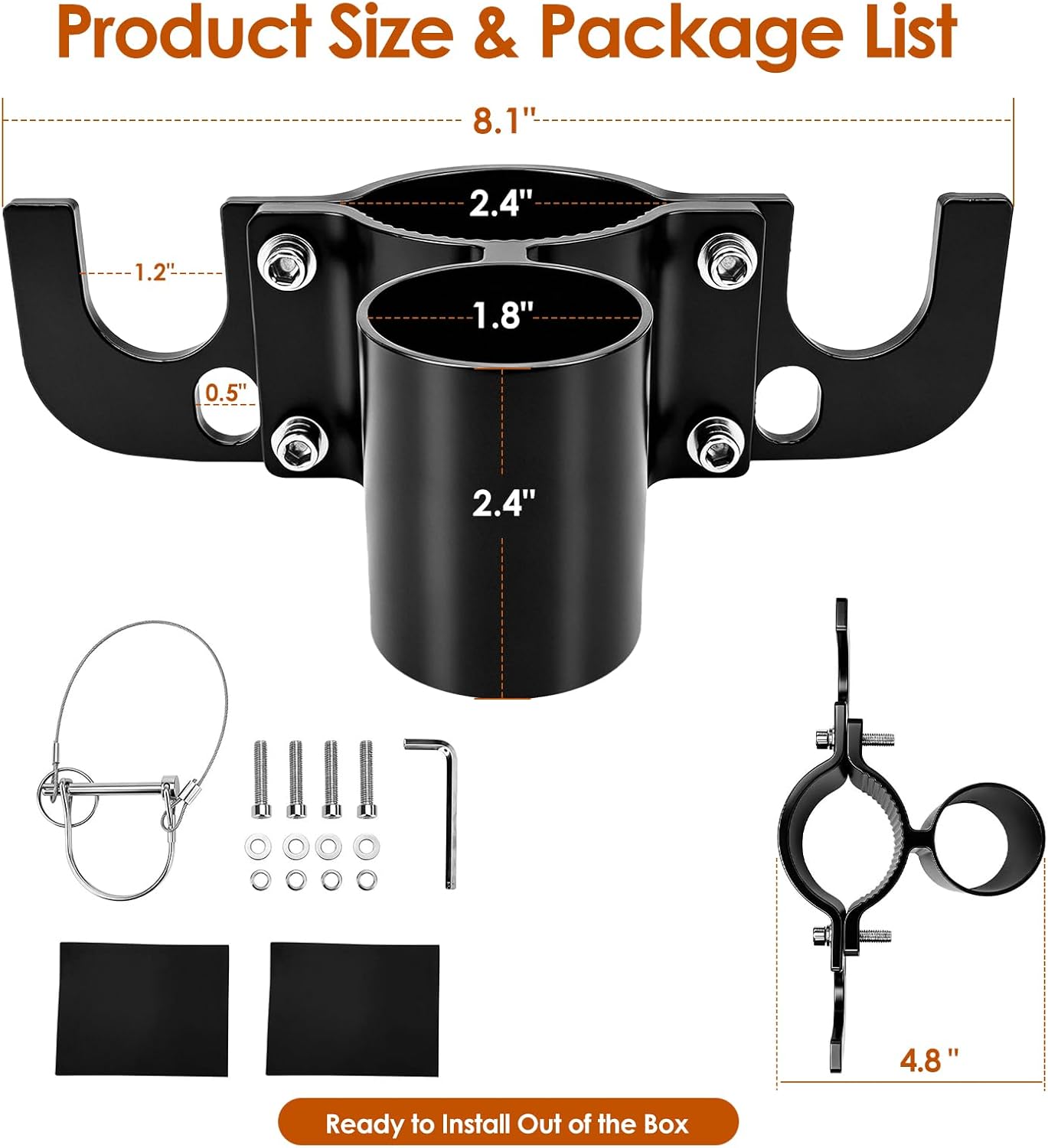 Xprite Heavy Duty Aluminum Trailer Towing Organizer for RV & Travel Trailer – 7-Way Plug Holder, Safety Chain Storage Bracket