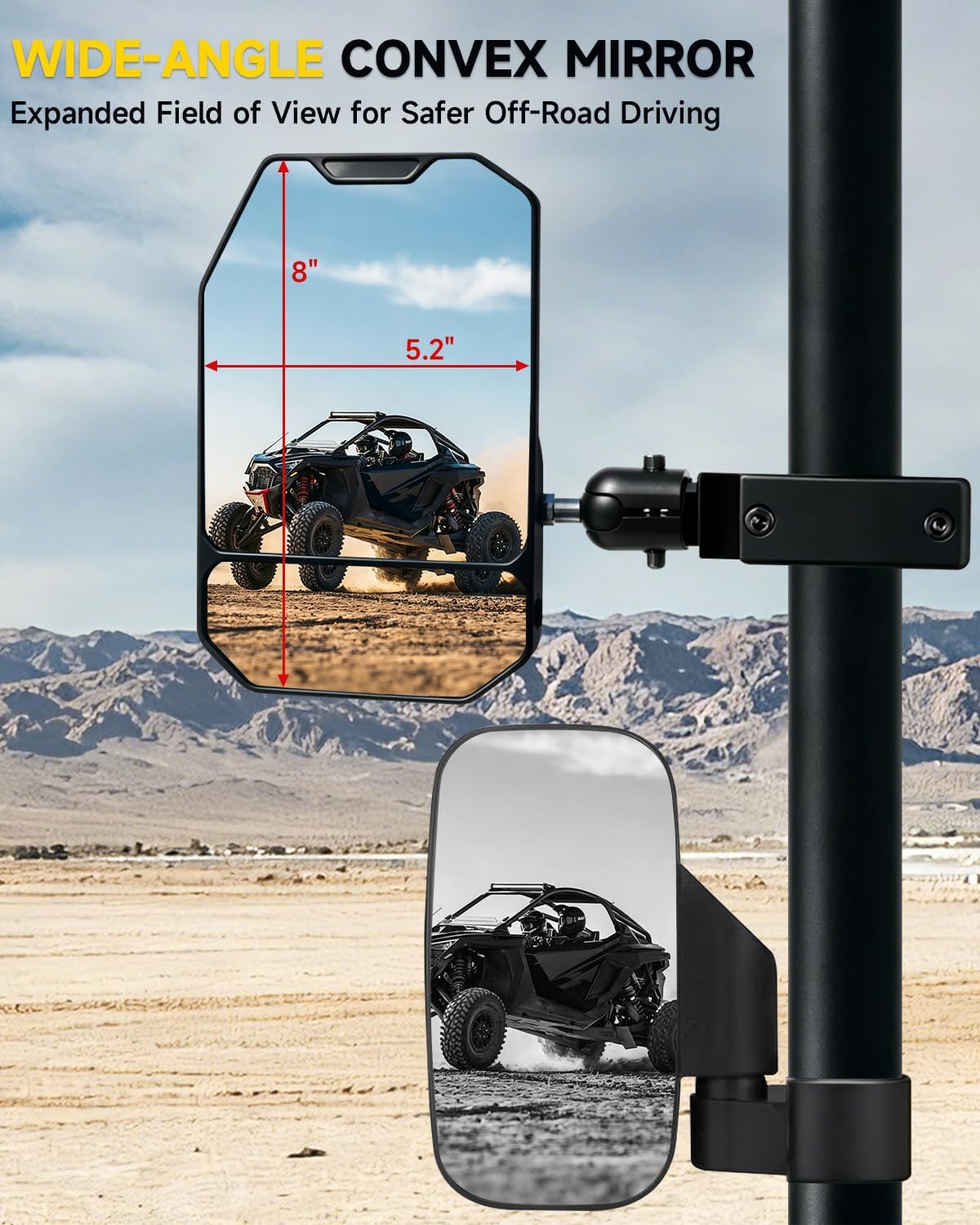 Xprite UTV Side Mirrors with Amber LED Spot Lights & Turn Signal For Round Tube Roll Cage, 2026 New