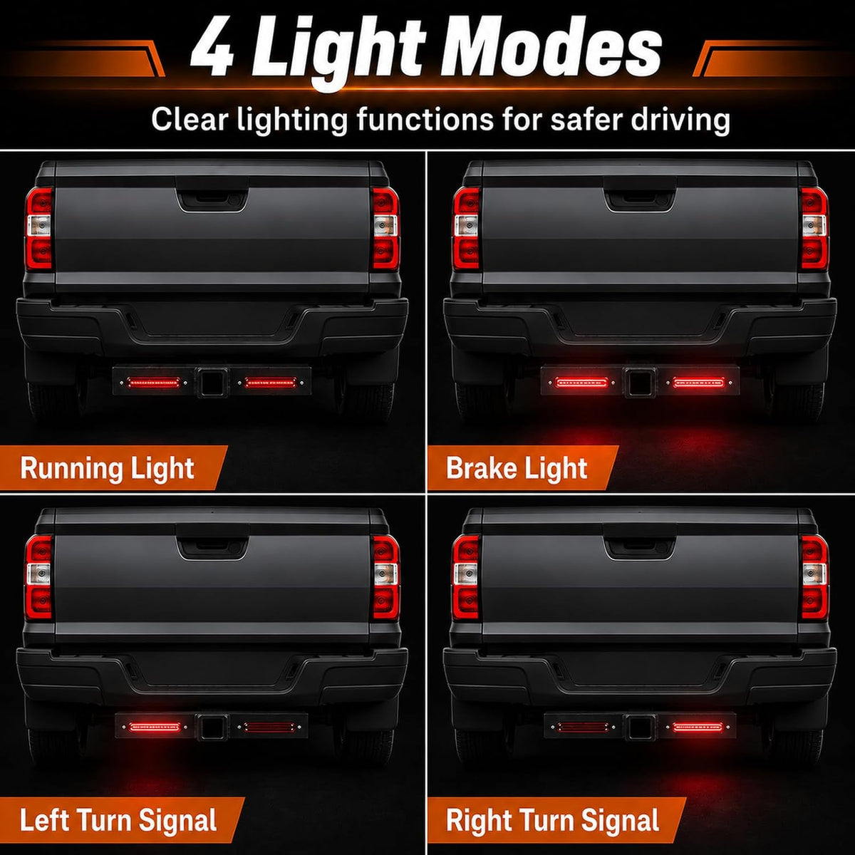 Xprite Tow Hitch Step 2" Hitch Receiver with 4-Mode LED Signal Lights, Anti-Slip 3-Layer Rust Coating for Trucks Pickups