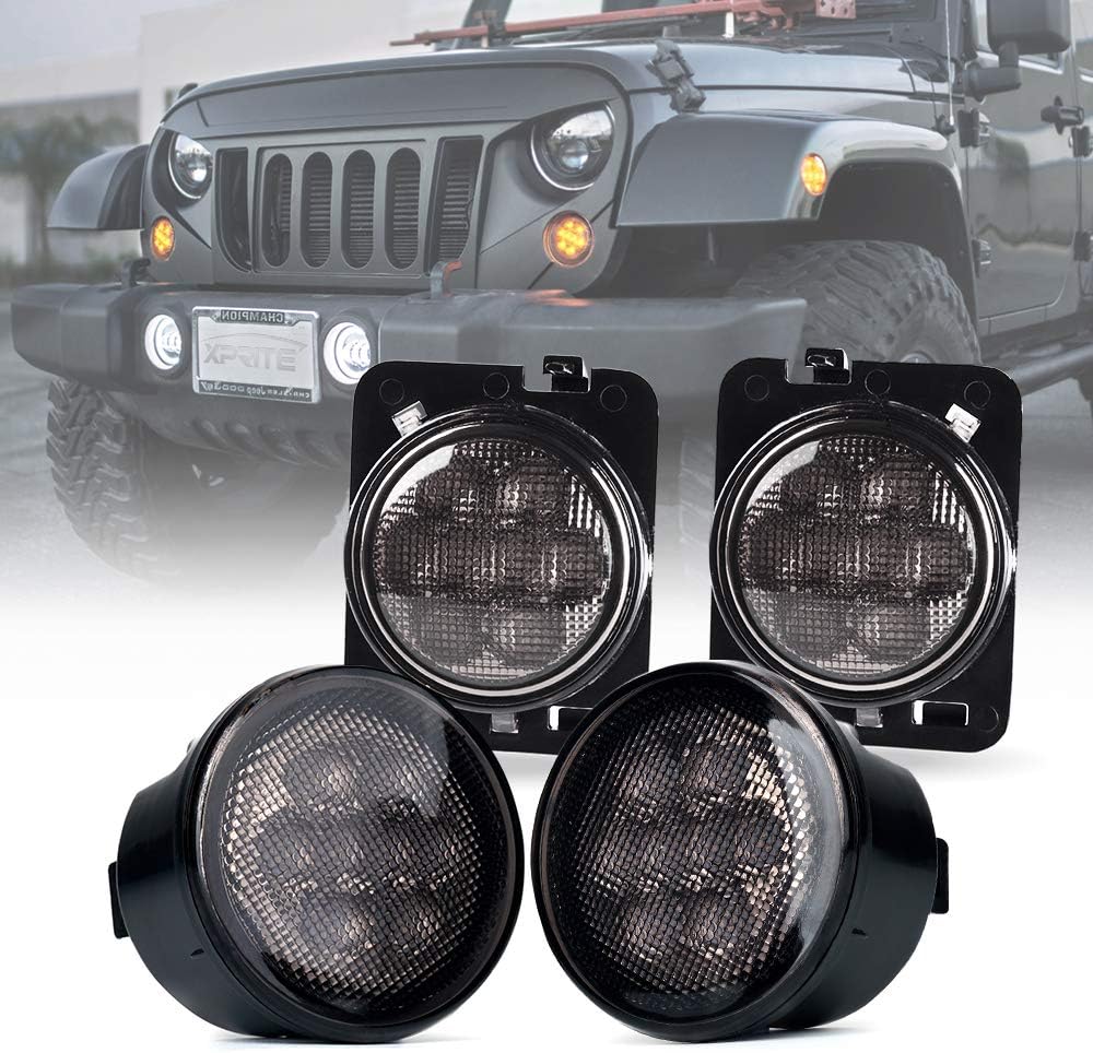 Smoked Lens Turn Signal & Side Marker Lights Kits for 2007-2018 Jeep Wrangler JK JKU