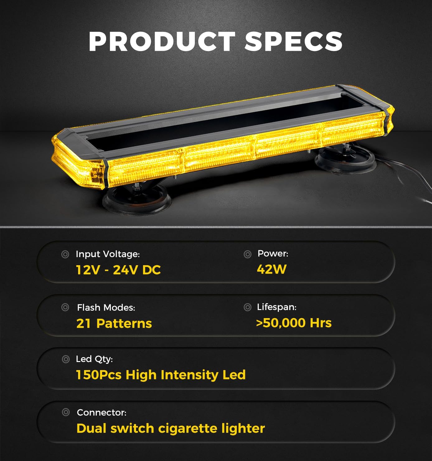 Xprite LED 150 Rooftop Emergency Strobe Light Bar w/Control Panel Magnetic Base