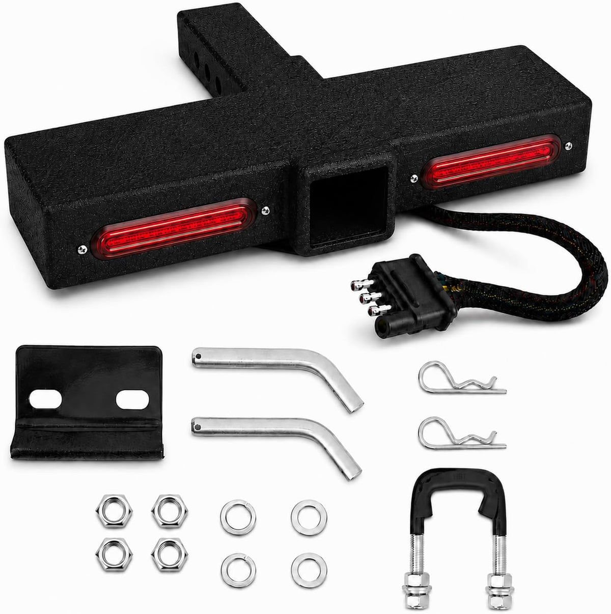 Xprite Tow Hitch Step 2" Hitch Receiver with 4-Mode LED Signal Lights, Anti-Slip 3-Layer Rust Coating for Trucks Pickups