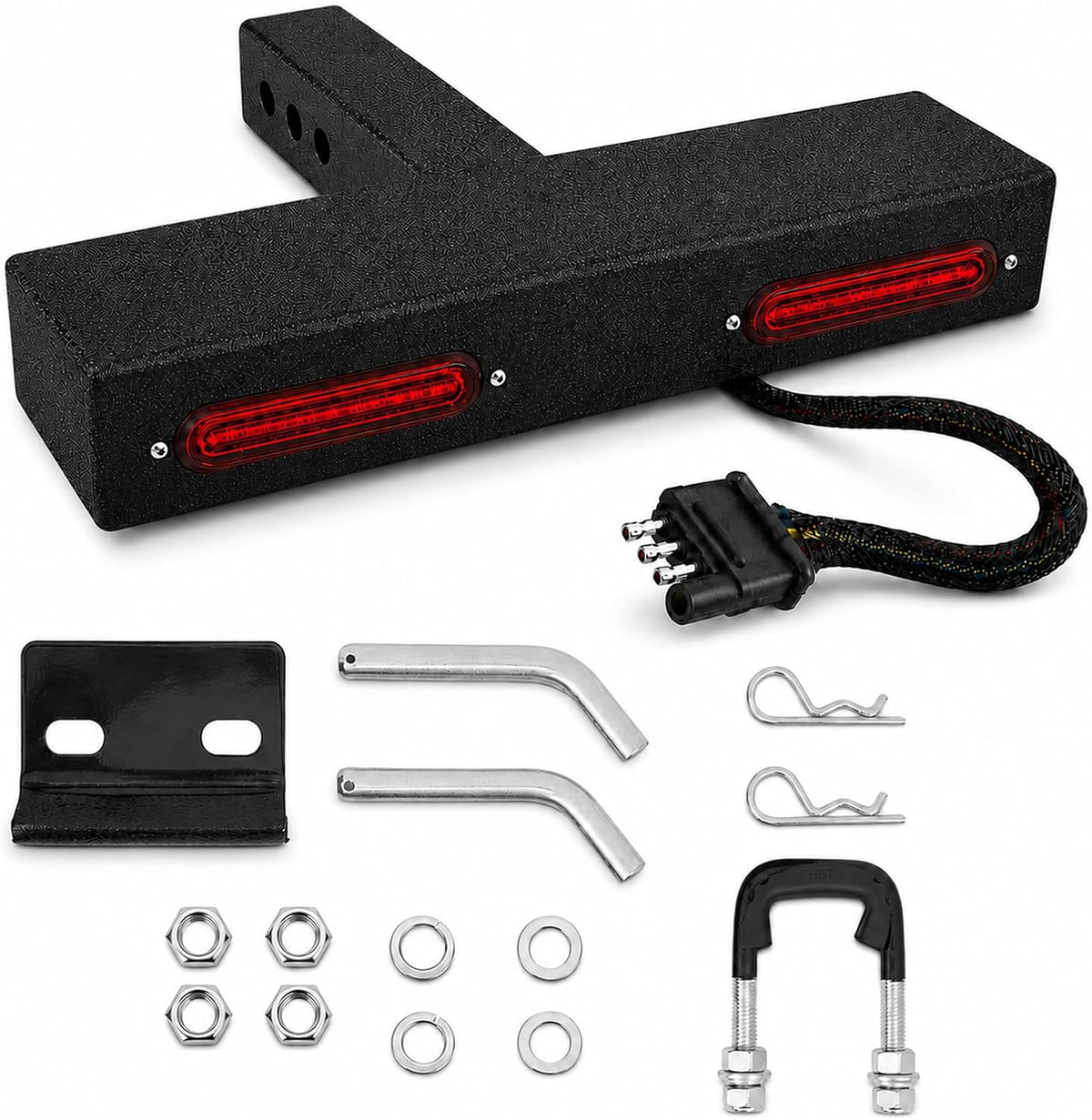 Xprite Hitch Step with 4-Mode LED Signal Lights, Anti-Wobble Heavy Duty Stabilizer for Trucks SUVs Jeeps Pickups Vans RVs