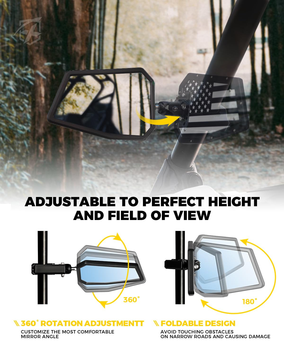 UTV Side Mirrors with Adjustable Bracket