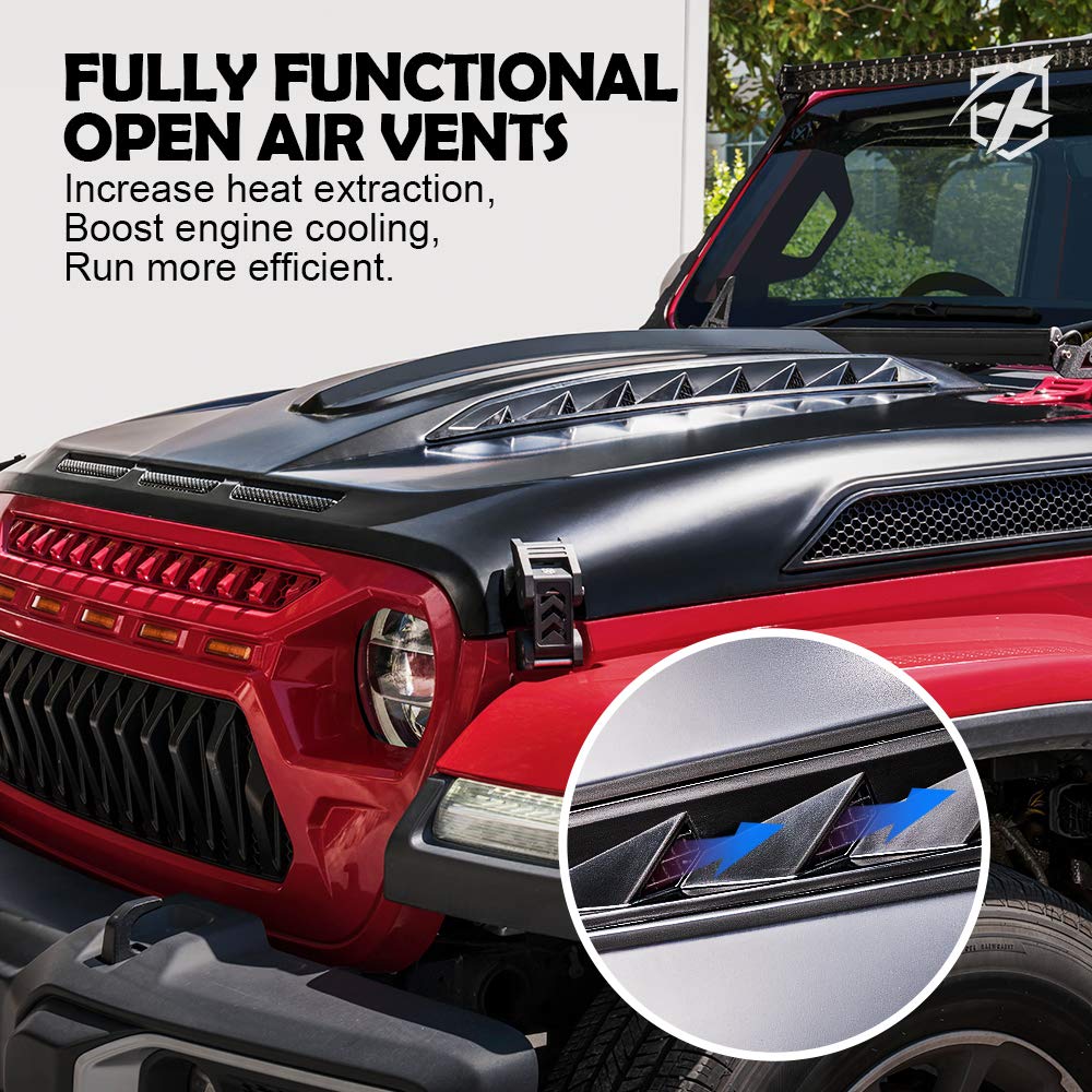 Jeep Wrangler JL & Gladiator JT Replacement Hood with Functional Air vents | Unleash Series
