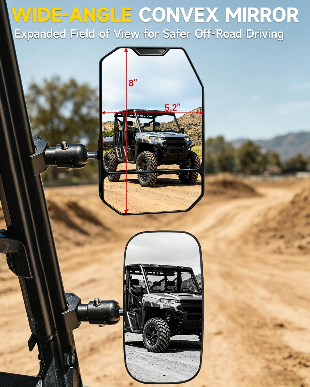 2026 Xprite UTV Side Mirrors w/LED Spot, Signal & Puddle Light for Pro-Fit Cage