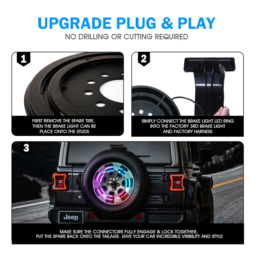 RGB Dual Ring Spare Tire Brake Light for Jeep Wrangler