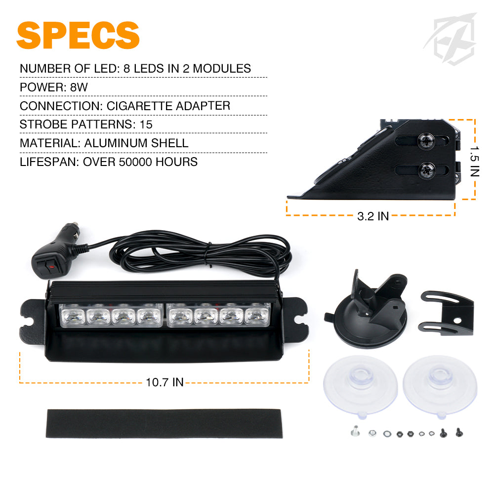 Windshield Strobe Light with Suction Cups