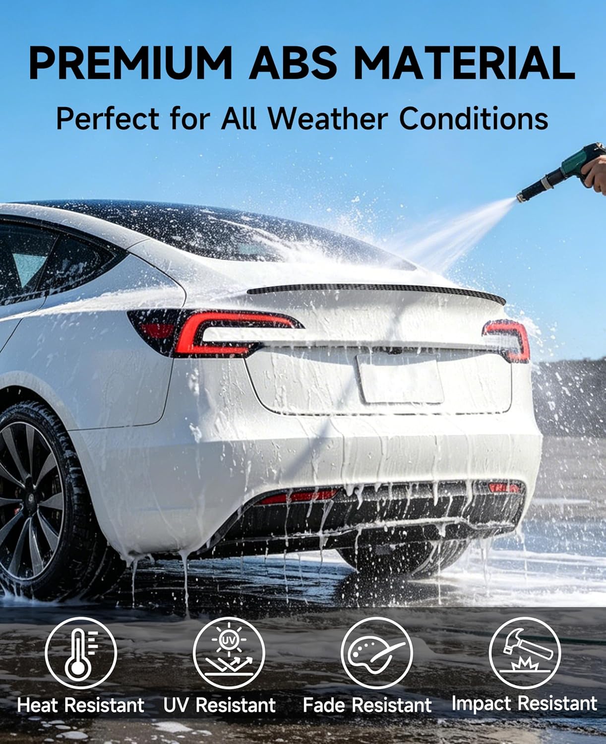 Xprite Matte Carbon Fiber Rear Spoiler, Aerodynamic ABS Trunk Lip Wing for Tesla Model 3 Highland 2024-2026, OEM Fit
