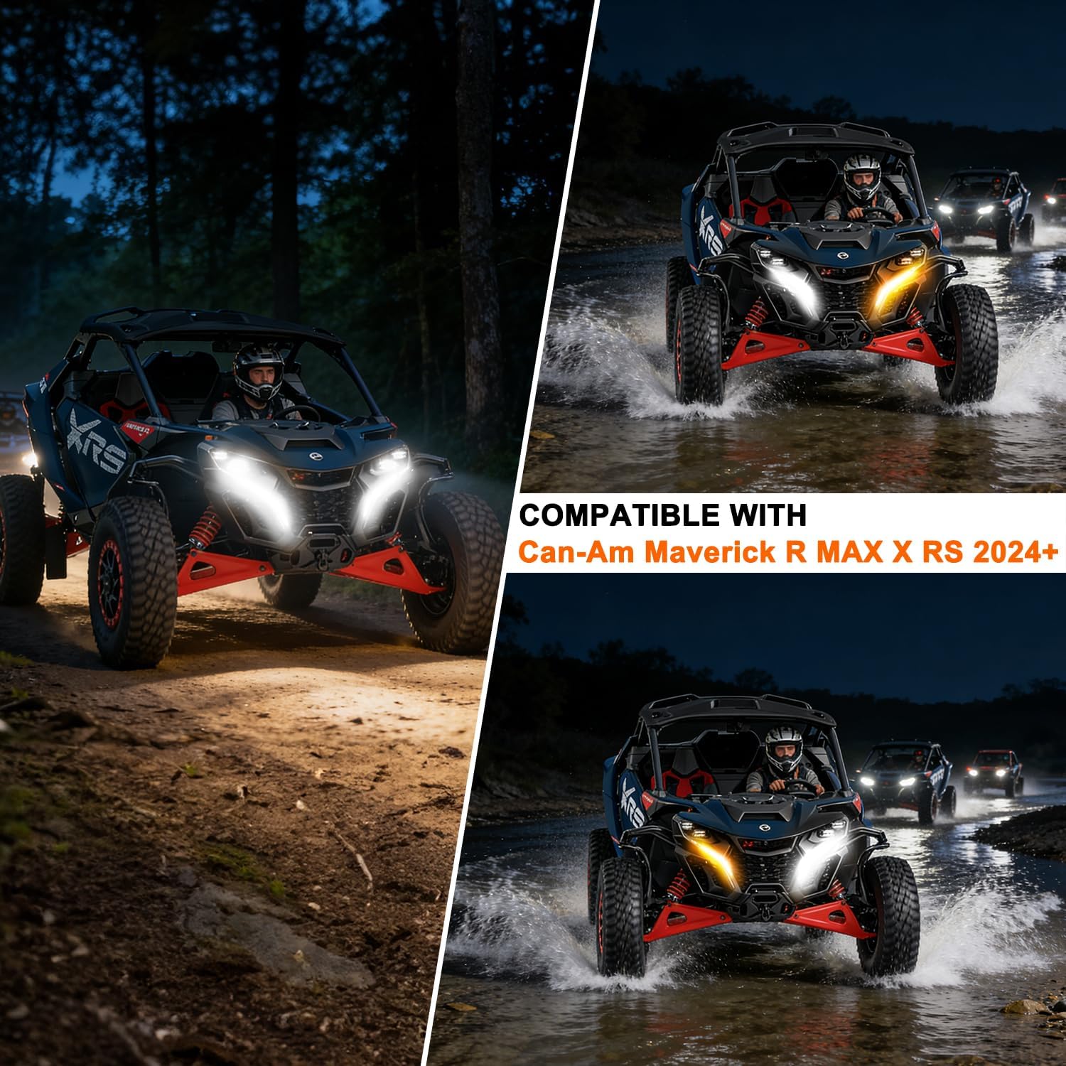 Tavaray LED Fang Lights for Can-Am Maverick R 2024-2026 White DRL Turn Signals
