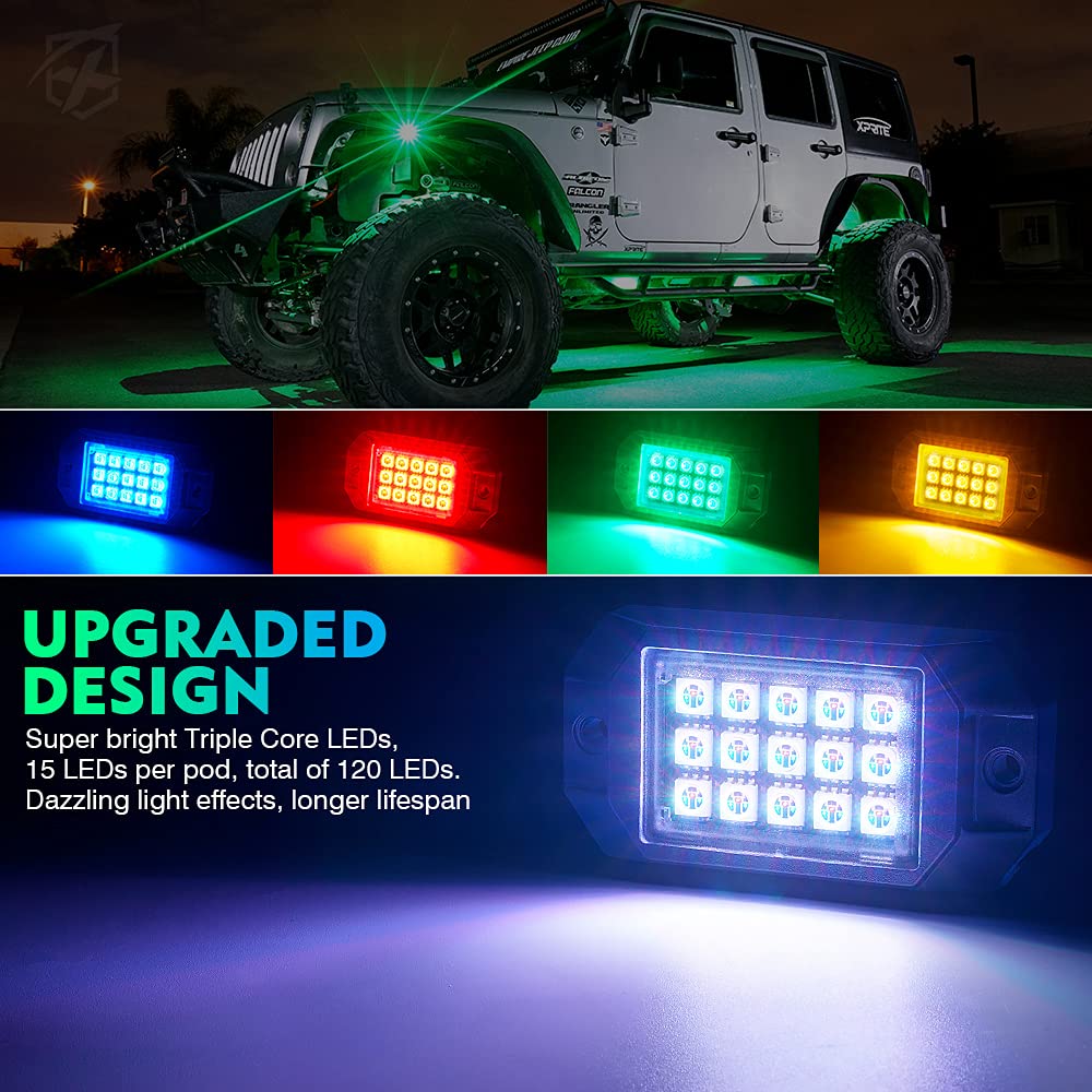 RGB LED Rock Lights with Remote Control & Bluetooth | Discovery Series