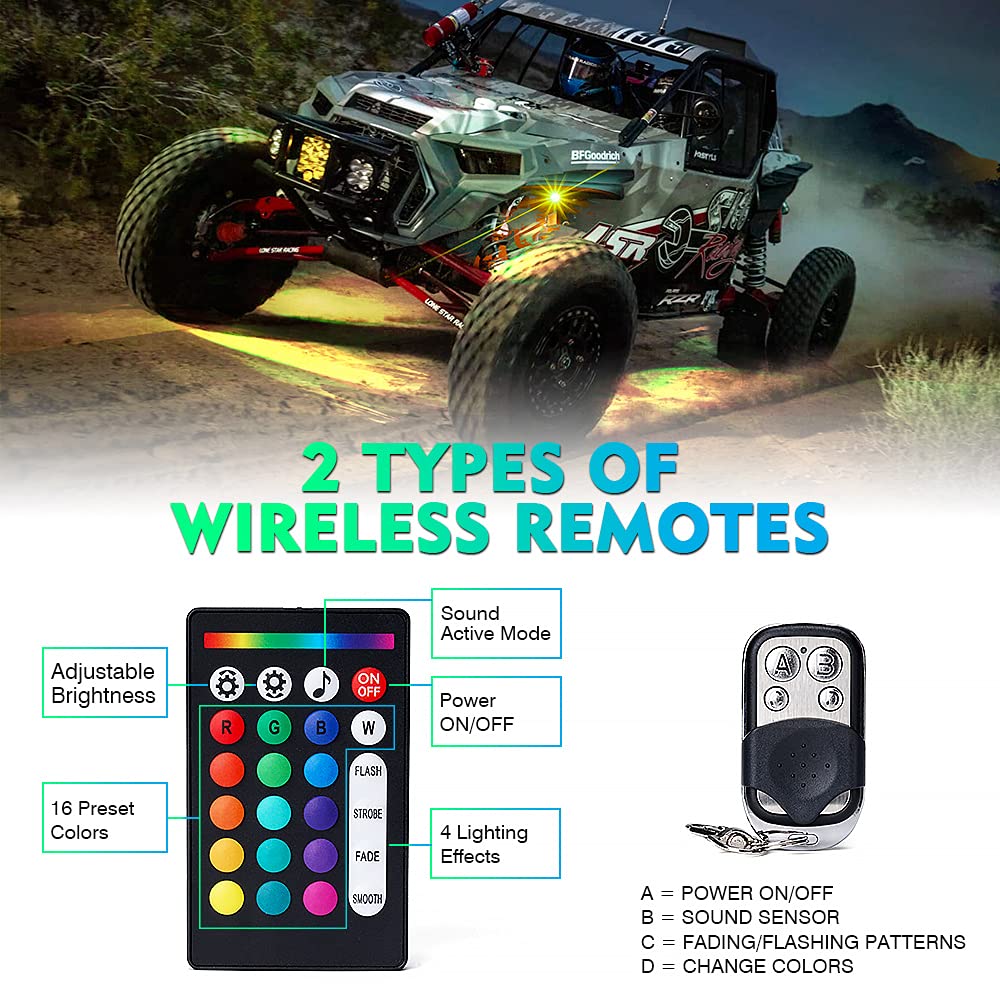 RGB LED Rock Lights with Remote Control & Bluetooth | Discovery Series