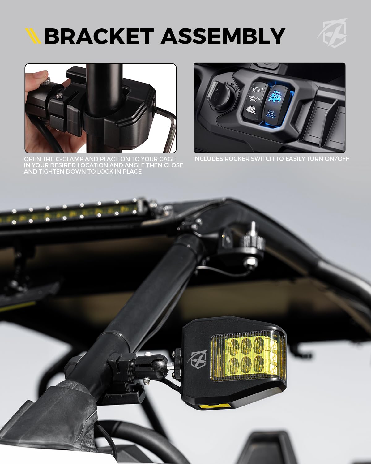 Amber Light UTV Side View Mirrors