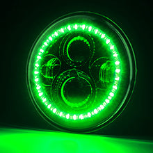 7" 90W LED Headlights & 4 Inch 60W Fog Lights Combo w/Green Halo Angel Eye