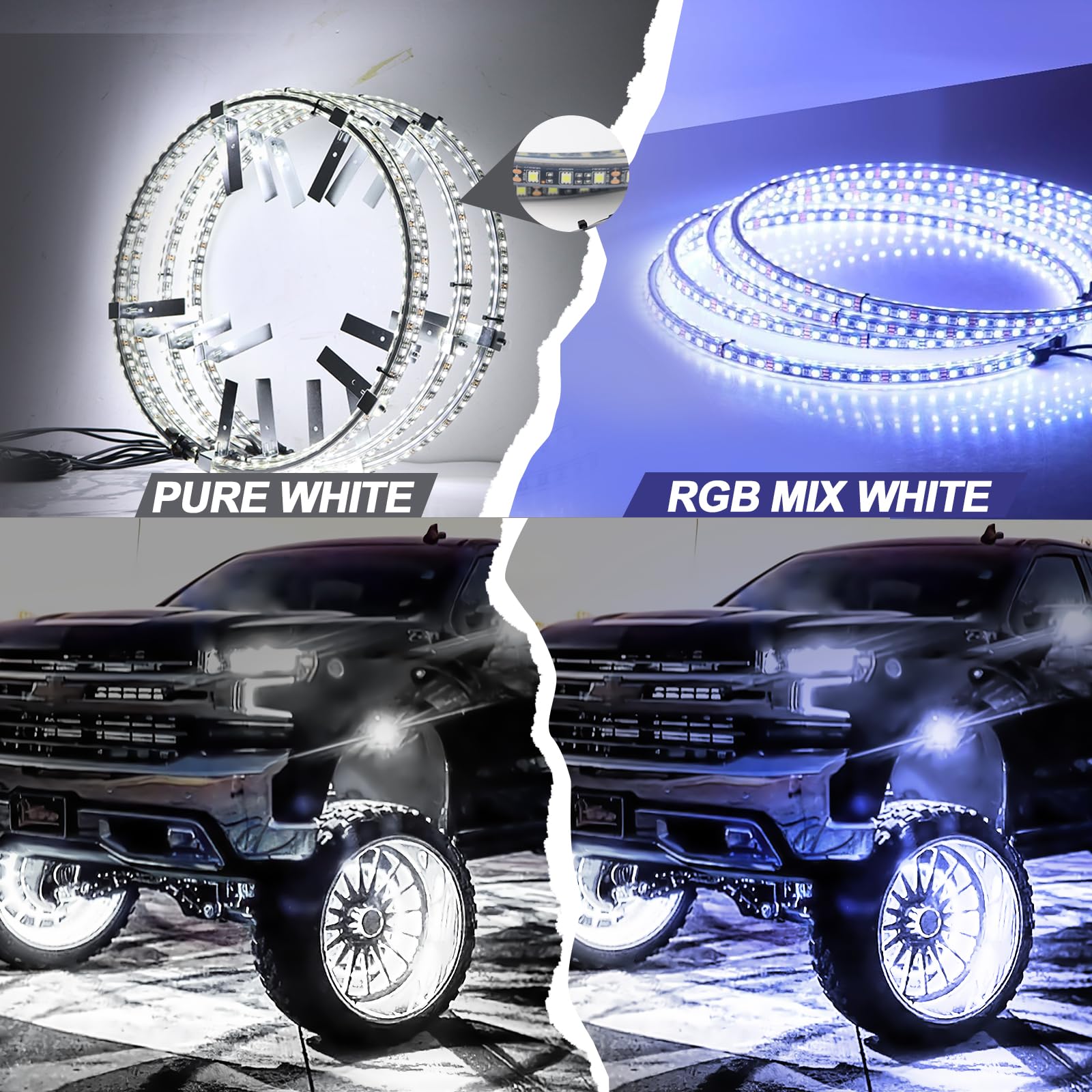 4PCS 17inch Super Bright 6500K Pure White Wheel Lights