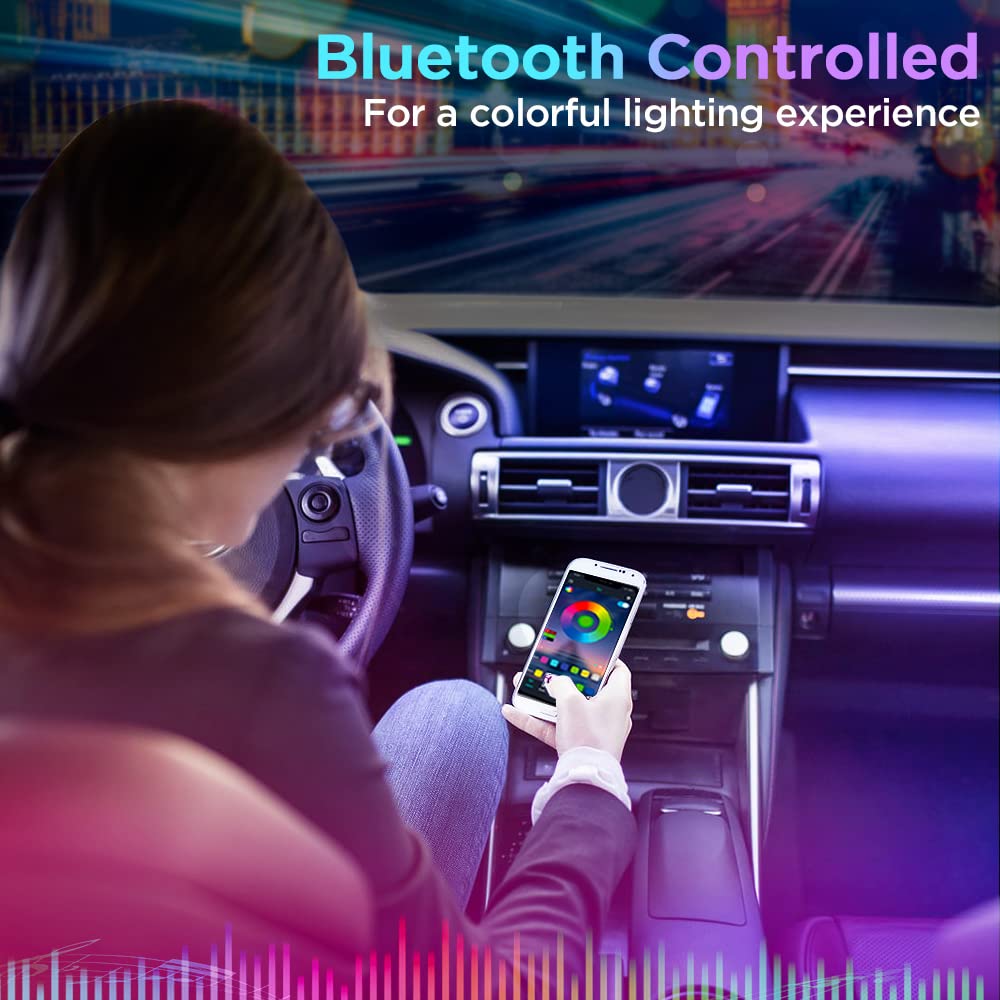 Xprite 4PC Celestial Dream Series RGB LED Interior Car Light Set - Bluetooth and Remote Control