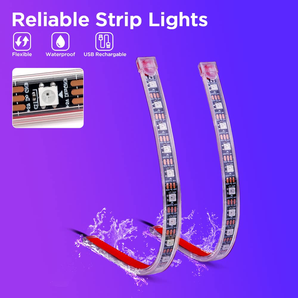 Xprite 4PC Celestial Dream Series RGB LED Interior Car Light Set - Bluetooth and Remote Control