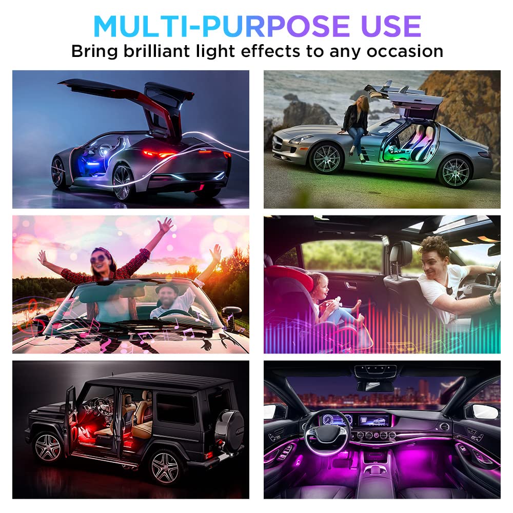 Xprite 4PC Celestial Dream Series RGB LED Interior Car Light Set - Bluetooth and Remote Control