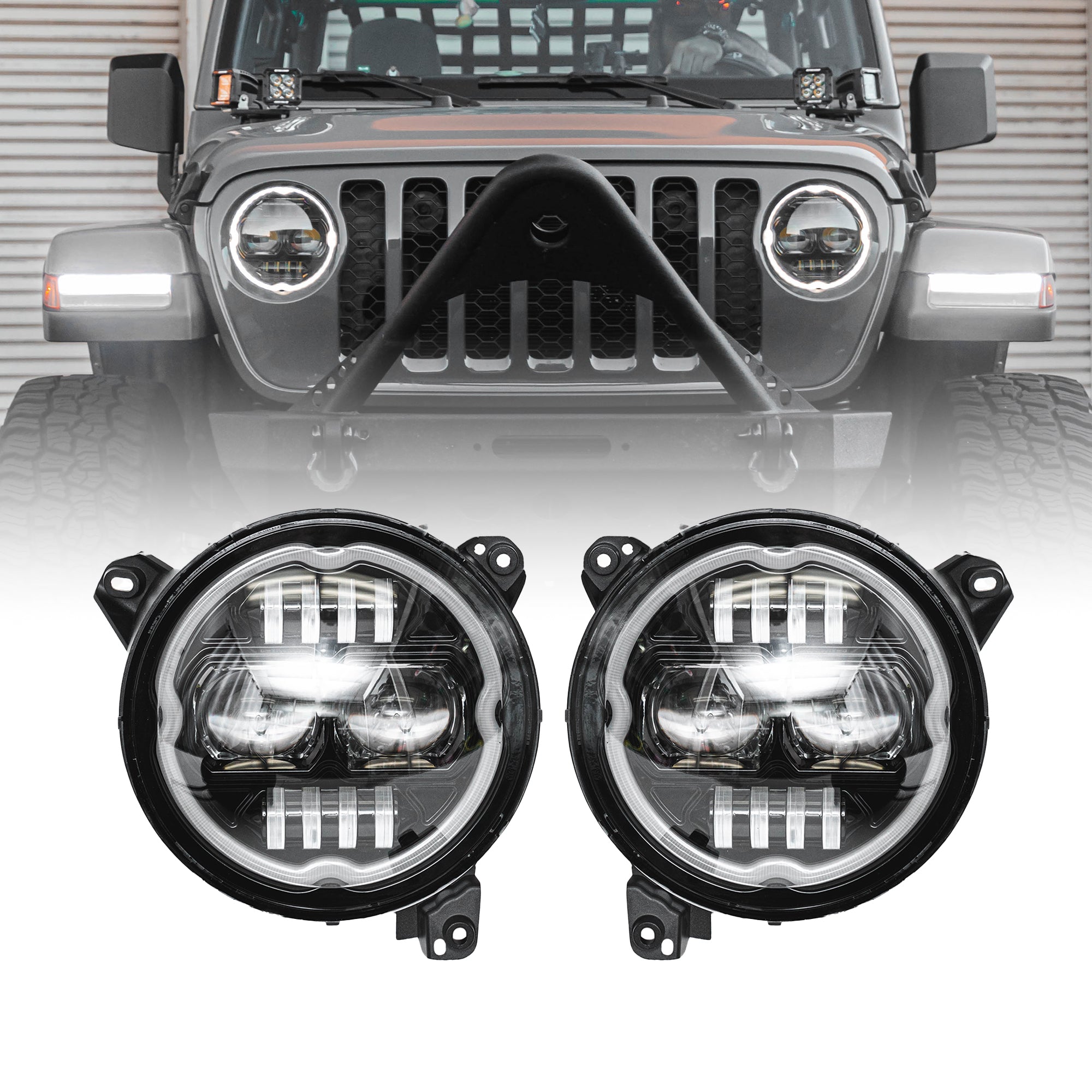 9" Halo Headlights for 18-24 Jeep Wrangler & 20-24 Gladiator