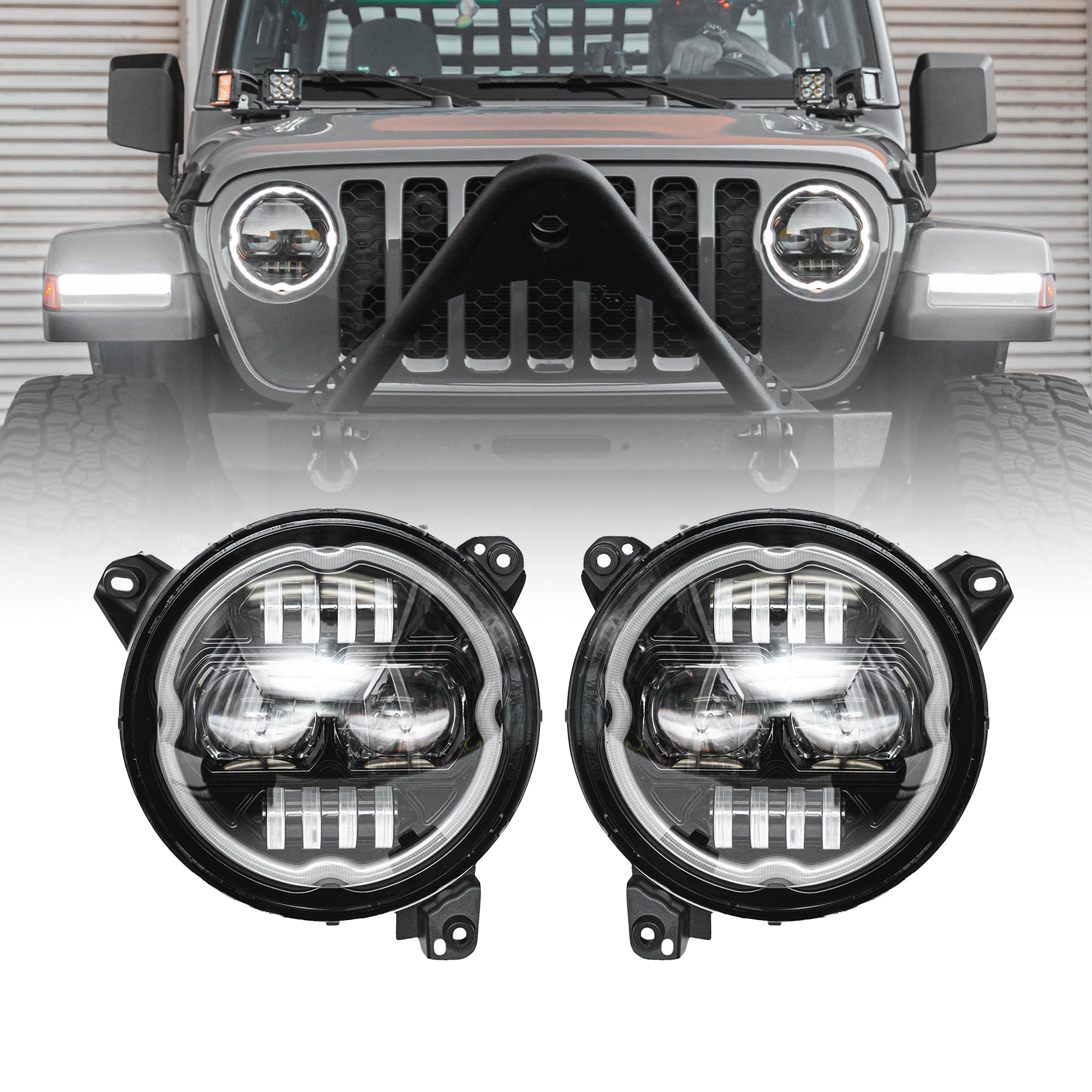 9" Halo Headlights for 2018-2024 Jeep Wrangler & 2020-2024 Gladiator