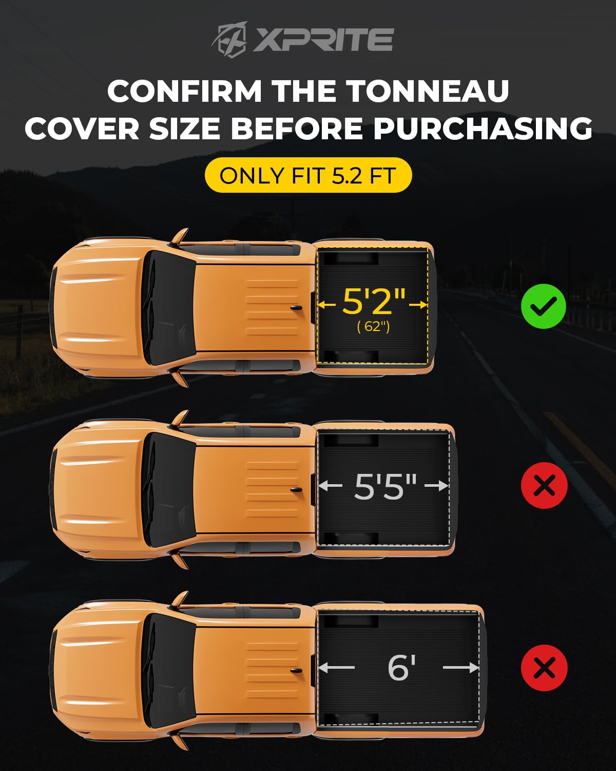 Xprite Soft Folding Truck Bed Tonneau Cover for 2015-2025 Chevrolet Colorado/GMC Canyon