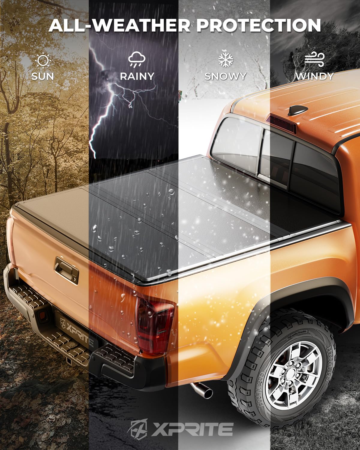 Xprite Hard Tri-Fold Truck Bed Tonneau Cover for 2024 2025 Toyota Tacoma
