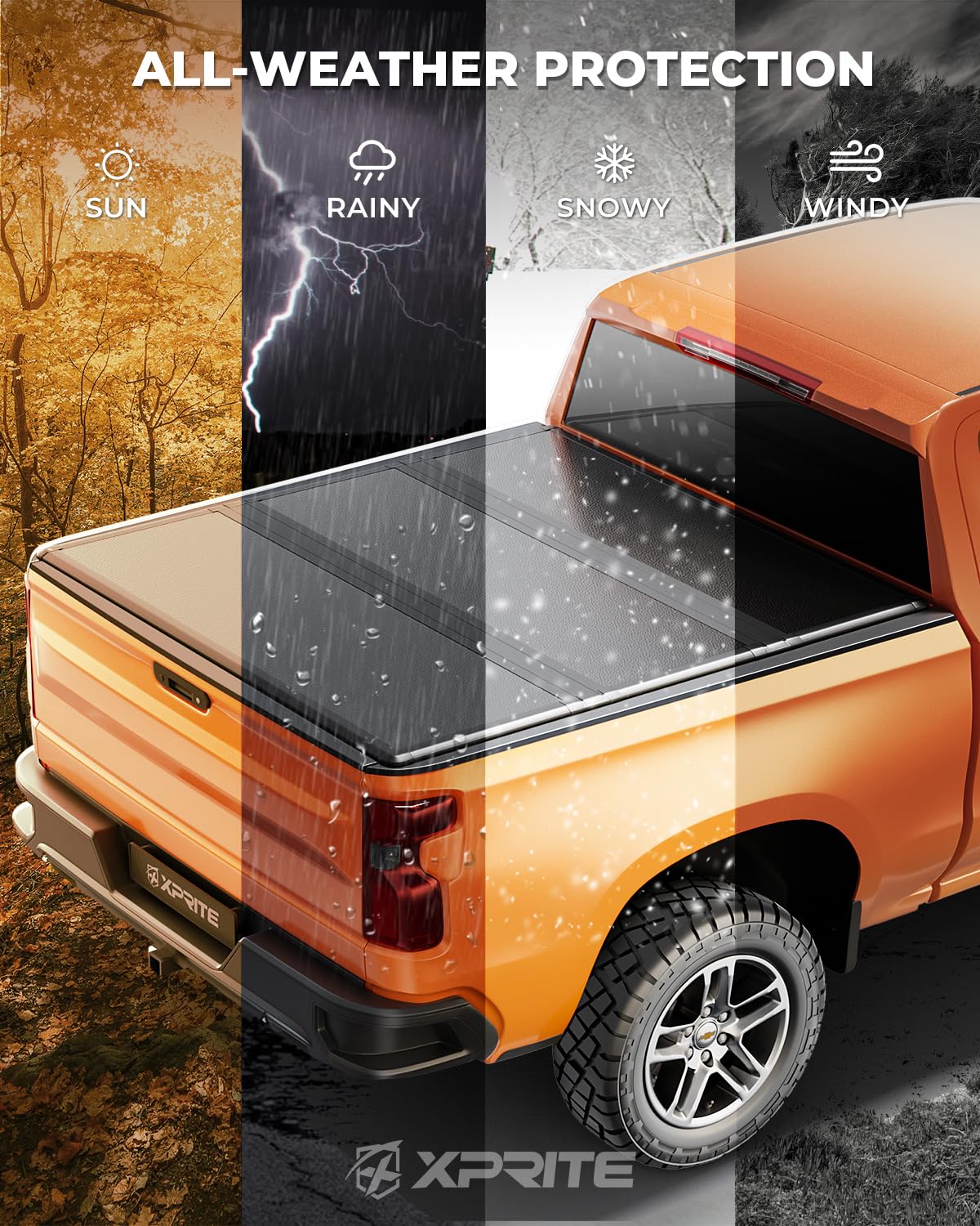 Xprite FRP Hard Tri Fold Truck Bed Tonneau Cover