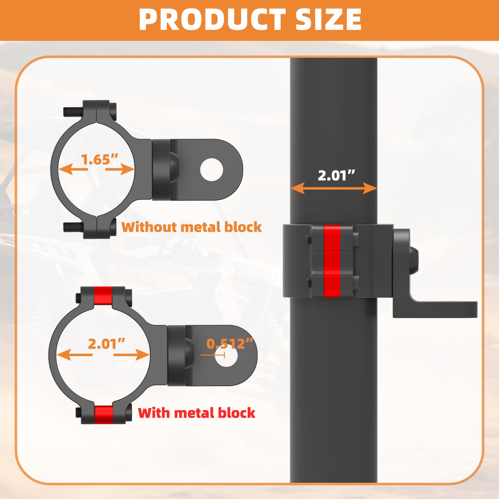 360° Adjustable Whip Light Mount for 1.65''- 2.0'' Roll Cage