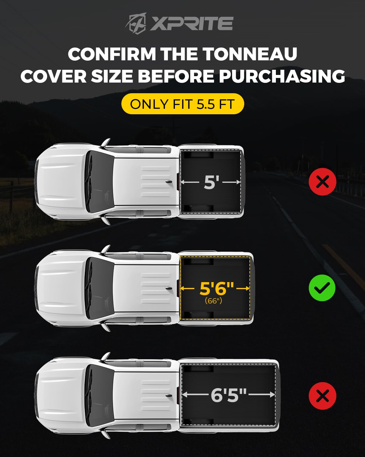 Xprite Hard Tri-Fold Truck Bed Tonneau Cover for 2022-2025 Toyota Tundra
