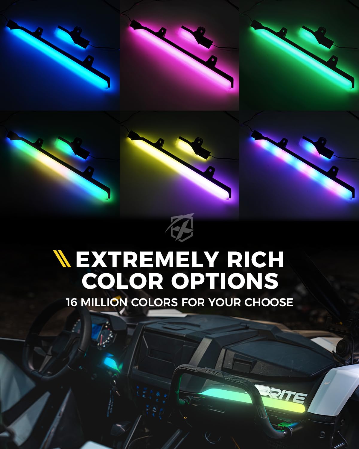 Polaris RZR RGB Chasing Panel Dash Light Bar Kit
