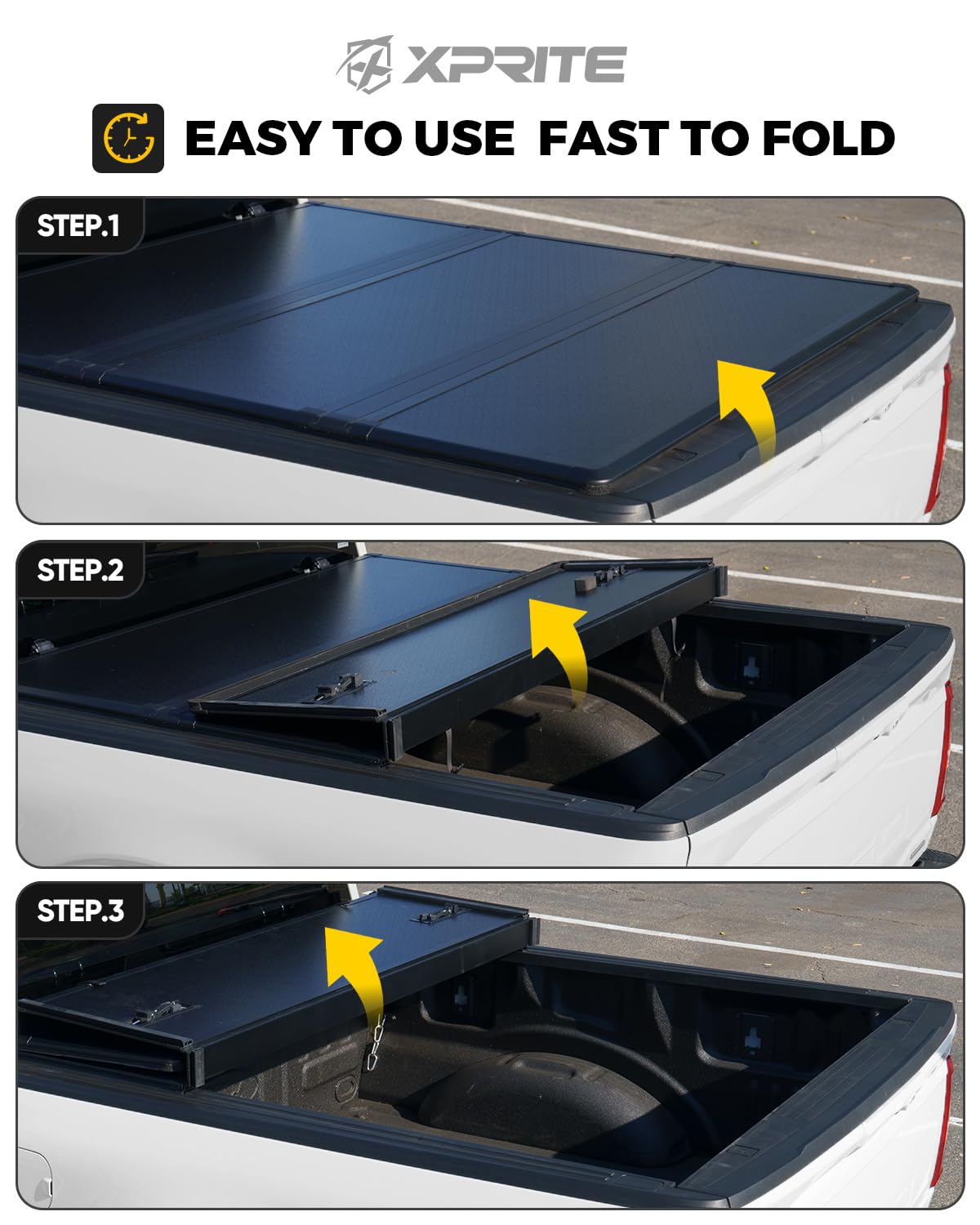 Xprite Hard Tri-Fold Truck Bed Tonneau Cover for 2022-2025 Toyota Tundra