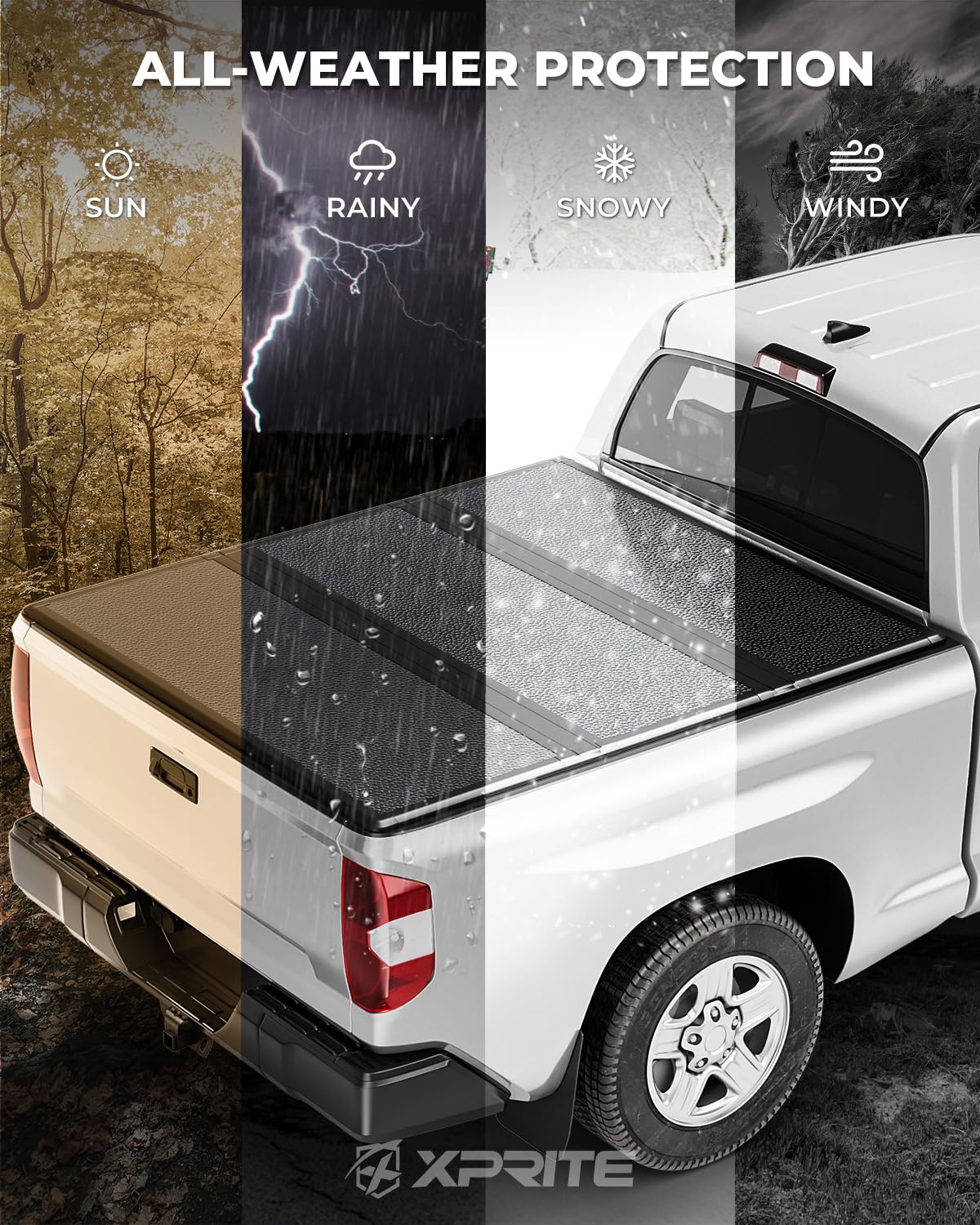 Xprite Hard Folding Truck Bed Tonneau Cover for 2022-2025 Toyota Tundra