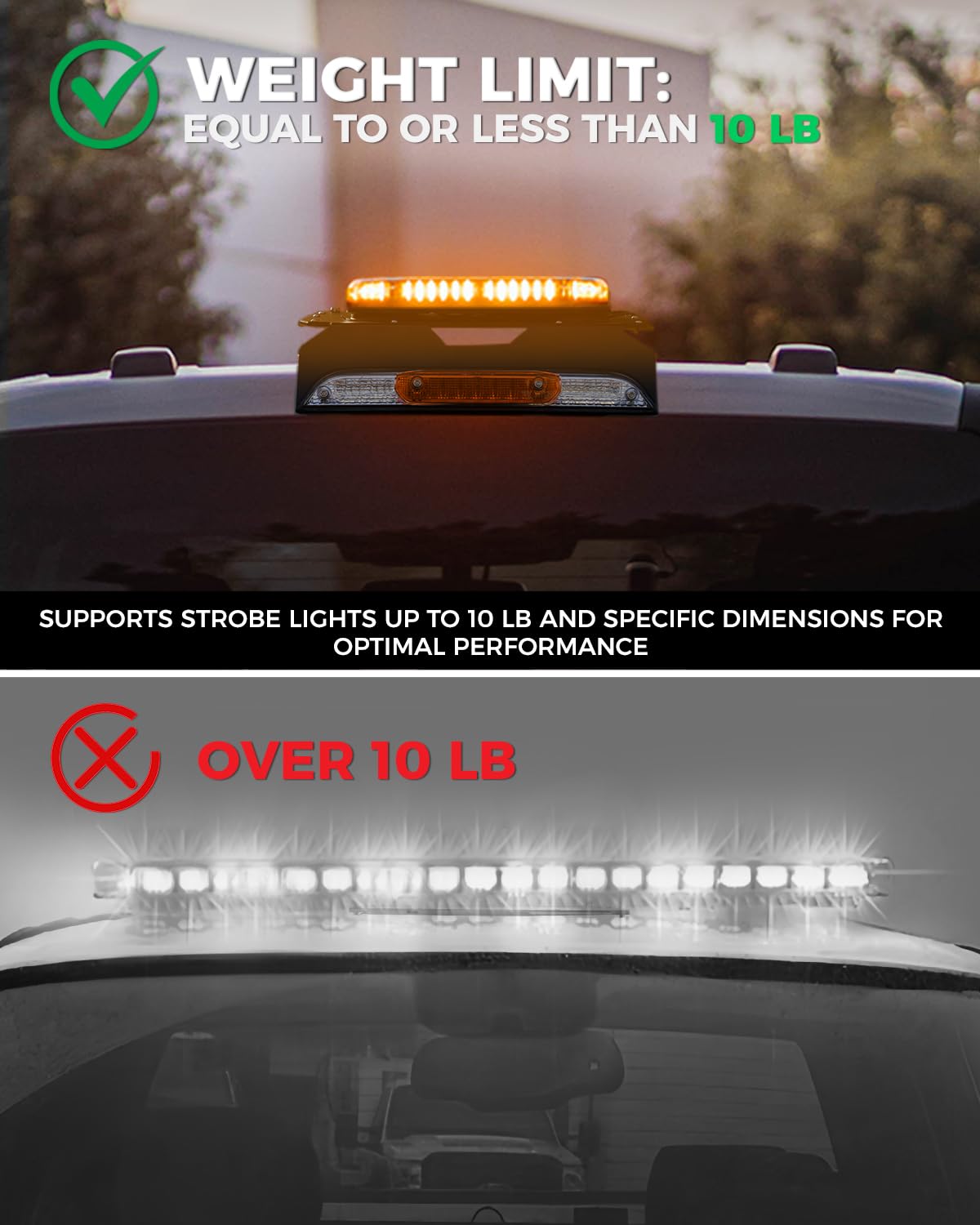 Ford Pickup Truck Drill Free Light Bar Cab Mount for F150, F250 - F550