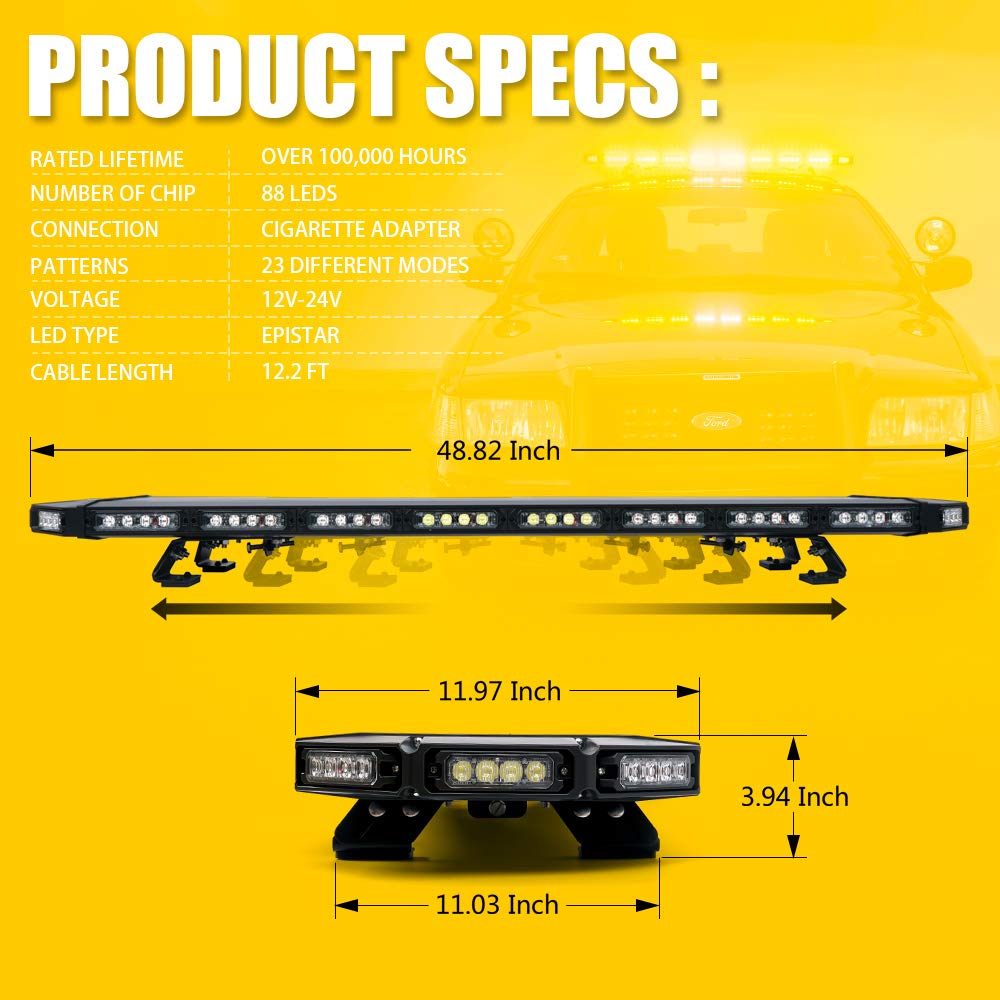 48" Directional Strobe Light Bar | Black Hawk Series
