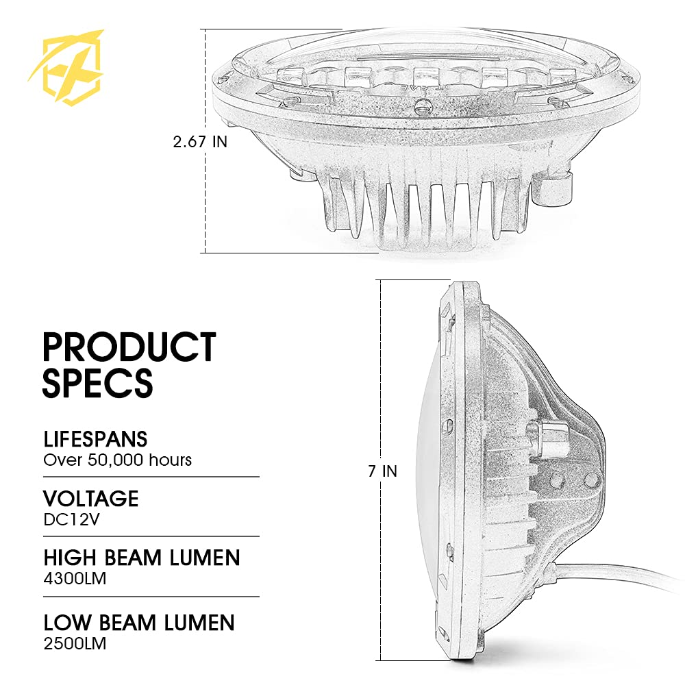 7" LED Headlights for Jeep Wrangler 07-18