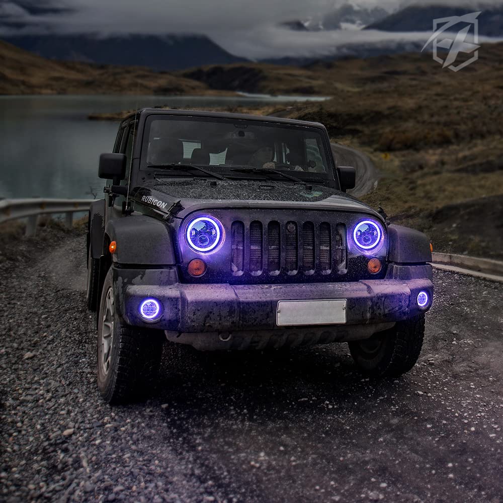 7" RGB Headlight & Fog Light With Halo Kit | Aura Series