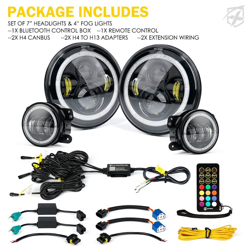 7" RGB Headlight & Fog Light With Halo Kit | Aura Series